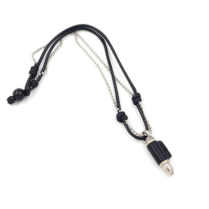 时尚饰品复古合金子弹形吊坠项链绳编织男士短颈链 - Product Image 2