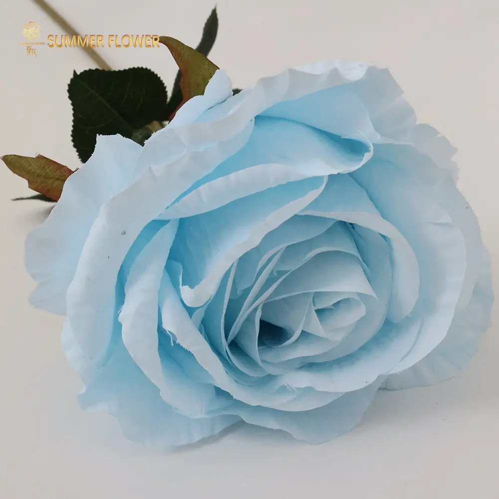 Pabrik Penjualan Langsung Biru Kenya Rose Bunga Batang Tunggal Buatan untuk Dekorasi Meja Pernikahan