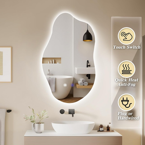Không thường xuyên dẫn Gương phòng tắm với đèn, không đối xứng led phòng tắm Vanity gương cho tường với phía trước và Backlit, chống sương mù - Product Image 5