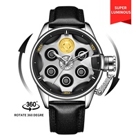 Reloj de Cuarzo de Alta Gama para Hombre, Giratorio, 3D, Hueco, de 44 mm, de Aleación de Acero Inoxidable, con Cristal, Cronógrafo, Vintage, Moderno