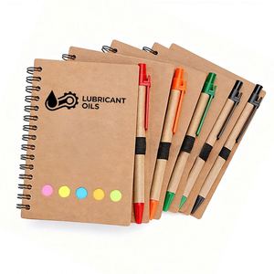 Bloc-notes Kraft avec logo promotionnel pour huiles lubrifiantes, avec notes adhésives, carnet personnalisé et stylo - Product Image 1