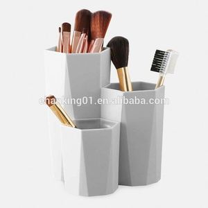 Boîte de rangement pour pinceaux de maquillage à 3 compartiments, support pour vernis à ongles et cosmétiques, organiseur de table pour outils de maquillage et stylos L0121/1 - Product Image 5