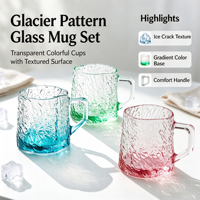 Tasse en verre martelé écologique, résistante aux hautes températures, isolante, avec couvercle à boire directement et poignée, compatible micro-ondes