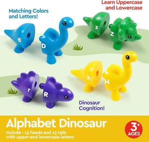 Juego de Dinosaurios de Alta Calidad con 13 Piezas de Doble Cara para Entrenamiento Cerebral, Alfabeto en Mayúsculas/Minúsculas y Aprendizaje de Números para Jardín de Infancia - Product Image 4