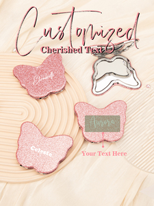Custom Logo Butterfly Shaped Glitter PU Leather <b>Compact</b> <b>Mirror</b> Dual Sided Glass Portable Pocket Makeup <b>Mirror</b> Bulk Wholesale - Product Image 1