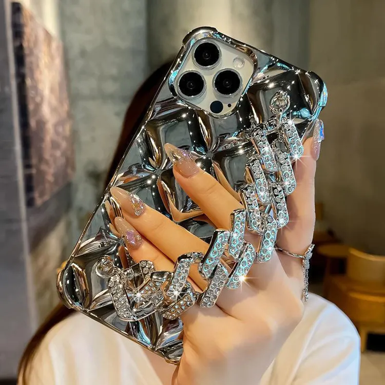 Luxury 3D Plating Diamond Bracelet Bling Chain Rhinestones Phone Case Cover For iPhone 14 Pro Max 13 12 11 x xr xs 7 8