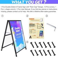 Stand Poster Portabel Berdiri Sendiri Model A-Frame Ukuran 24 X 36 Inci, Logam Galvanis Panas, Dapat Dilipat, Display Dua Sisi untuk Luar Ruangan