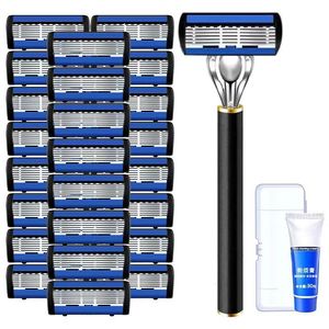 Six Layer Manual <b>Razor</b> For Men Stainless Steel Blade Face Shaving Handle Universal <b>Razor</b> <b>Head</b> - Product Image 2