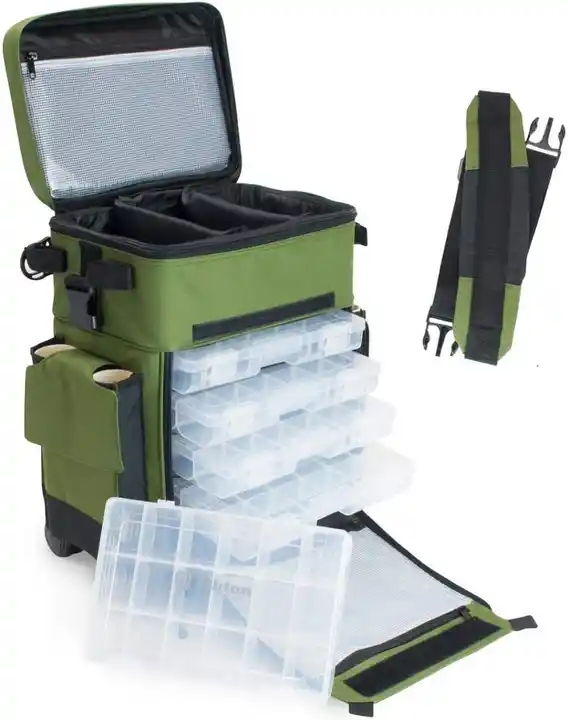 Outdoors Rolling Fishing Tackle Box Large