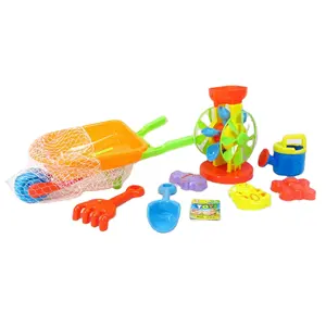 Jinming Kids Plastic Strandspeelgoed Schep En Hark Zandtrechter Speelgoed Strandwiel Kruiwagen Outdoor Strandzandspeelgoed