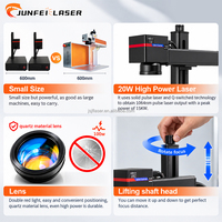 Machine de gravure laser à fibre à mise au point automatique JUNFEI pour métal, double lumière rouge 20W 30W 50W, pour marquage de noms, dates et codes QR