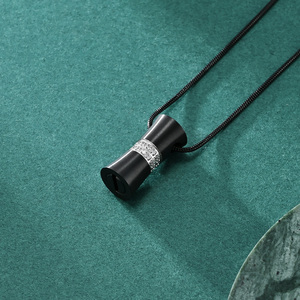 Perhiasan baja tahan karat kalung liontin kotak abu emas mawar hitam dengan kalung kremasi guci kenang-kenangan batu CZ - Product Image 4