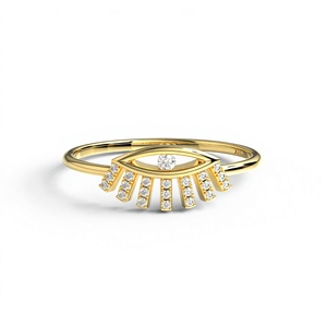 Anillo Moderno de Protección Chapado en Oro de 18K y 14K con Diamante Cultivado en Laboratorio de Corte Brillante Redondo, Banda de Estrella, Apilable y de Diseño Destacado - Product Image 1