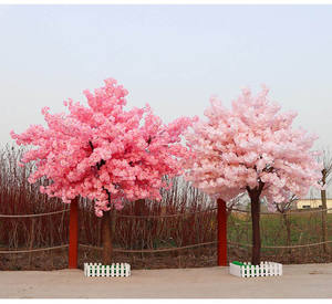 Planta de flor de cerezo Artificial <span class=keywords><strong>grande</strong></span> personalizada, árbol de flor de cerezo rosa y blanco de seda sintética para decoración de boda - Product Image 2