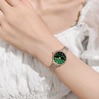 SINOBI Luxus Damenuhr Echtes Japan Miyota 2025 Quarzwerk Grünes Zifferblatt Roségold Damenarmbanduhr Versandbereit