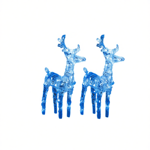 Juego de 2 renos acrílicos azules con luces navideñas, decoración luminosa de tamaño mediano - Product Image 1