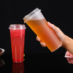 Disposable Milk Tea <b>Cup</b> 700ml 90mm Diameter With Lid For <b>Cold</b> Hot Drinks Takeout Commercial Use - Product Image 1