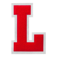 Écussons en chenille personnalisés, lettre P, couleur rouge, écusson en chenille grec, badge à coudre, bord découpé au laser, double feutre, thermocollant pour vêtements