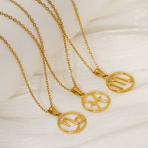 Collier Lincy Signe Astrologique Zodiacal Plaqué Or 18 Carats en Acier Inoxydable, Bijou <span class=keywords><strong>de</strong></span> Mode <span class=keywords><strong>Horoscope</strong></span> pour Femme, Vente en Gros - Product Image 3