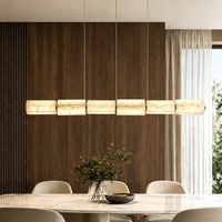 Luminaire suspendu linéaire en aluminium et marbre personnalisé, style moderne minimaliste, pour îlot de cuisine