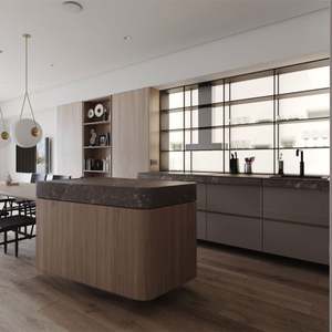 Gabinetes de Cocina Modernos Gris Brillante Precio Económico Gabinetes de Madera Gabinete de Cocina de Lujo - Product Image 4