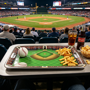 Plateau <span class=keywords><strong>de</strong></span> service en mélamine grand format 45x34cm sur le thème du baseball avec poignées, plateau à vin et à snacks pour fêtes et bars - Product Image 6