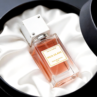 Flacon de parfum vide rectangulaire transparent à bas prix, 30 ml, 50 ml, 100 ml, avec étiquette personnalisée, couvercle carré blanc/noir, en verre, emballage cadeau