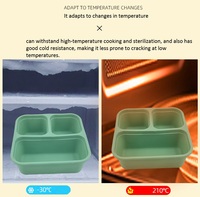 Boîte à bento portable en silicone à 3 compartiments, étanche, pour enfants, pour le transport de repas, sans BPA