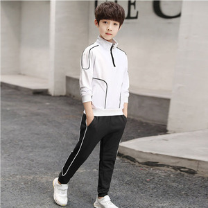 Fashional Custom Design Cropped maniche lunghe Top pantaloni sportivi set Boy Jogger tute da allenamento tute sportive ad asciugatura rapida per <span class=keywords><strong>ragazzo</strong></span> - Product Image 1