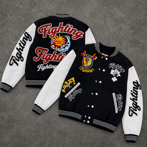 <span class=keywords><strong>Giacca</strong></span> Varsity Streetwear alla Moda, Vestibilità <span class=keywords><strong>Oversize</strong></span>, <span class=keywords><strong>Giacca</strong></span> Letterman con Ricami Multipli, <span class=keywords><strong>Giacca</strong></span> Baseball <span class=keywords><strong>Bomber</strong></span> Color Block - Product Image 1