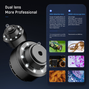 Bán Buôn Sinh Học Kính Hiển Vi Máy Ảnh Wifi Không Dây Kết Nối Ống Kính Kép 2000X <span class=keywords><strong>5MP</strong></span> Di Động Sửa Chữa Video Kỹ Thuật Số Điện Tử Kính Hiển Vi - Product Image 2