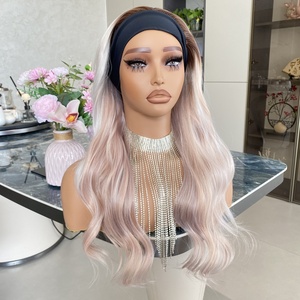 Perruque longue de 22 pouces avec bandeau en dentelle transparente pour femmes, blond pêche, synthétique, pour un usage quotidien estival - Product Image 3
