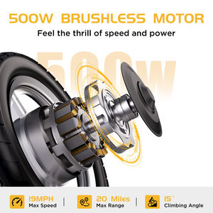 Patinete Eléctrico Urbano HEZZO T3, 48V 500W, 20 mph, 15Ah, con Canasta, Totalmente Suspensión, Doble Uso, Disponible en Almacenes de EE. UU. y la UE - Product Image 2