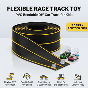 ของเล่นรถแข่ง DIY แบบโค้งงอได้ ทำจาก PVC พร้อมถ้วยดูดสุญญากาศ สำหรับรถไดแคสต์ขนาด 1:64 เหมาะสำหรับเด็กชายและเด็กหญิง เล่นได้ทั้งในบ้านและนอกบ้าน เป็นของขวัญ - Product Image 1