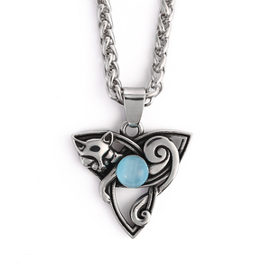 Design nordique <span class=keywords><strong>scandinave</strong></span> nordique Souvenir cadeau acier inoxydable opale pierre déesse Freya collier unisexe Viking bijoux - Product Image 1