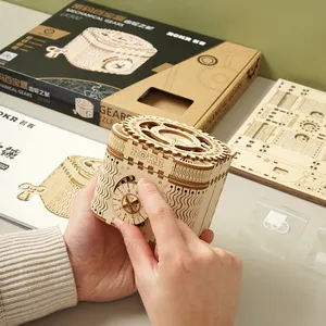 रोबोट क्रिसमस उपहार शैक्षिक खिलौने diy हस्तनिर्मित किट 3 डी पहेली लकड़ी शिल्प