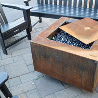 Table de foyer moderne en acier Corten pour patio, fonction de chauffage au gaz, chauffage extérieur, combustible bois, conçue pour l'extérieur, portable, CE