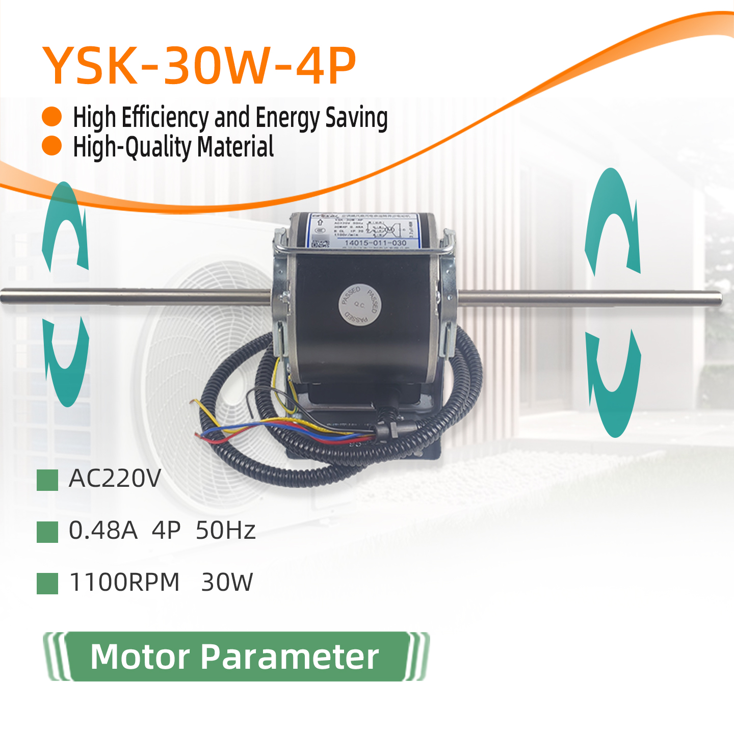 High Performance YSK Motor Fan - 220V Copper Wire AC Motor