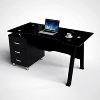 Moderner Glas-Büroschreibtisch mit 3 Schubladen Heim-Computertisch Büromöbel