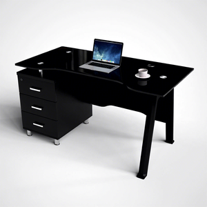 <span class=keywords><strong>Bureau</strong></span> de travail moderne en verre avec 3 tiroirs, table d'ordinateur pour la maison, mobilier de <span class=keywords><strong>bureau</strong></span> - Product Image 1