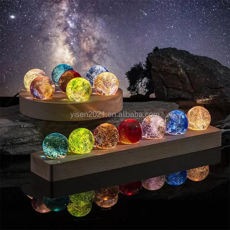 Boule de cristal Unique décoration d'anniversaire en bois petite veilleuse pratique ciel étoilé boule de cristal