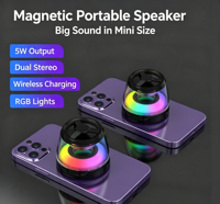 Lampe de nuit RGB multifonctionnelle colorée, haut-parleur Bluetooth musical, réveil, chargeur sans fil magnétique 15W, support de téléphone portable flexible