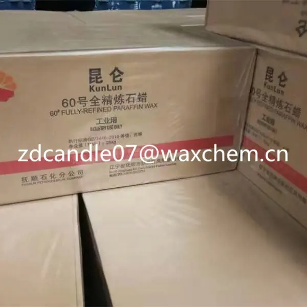Lieferung Fushun Petro chemical Company Kunlun Marke Voll raffiniertes Paraffin wachs China Solid Pure für die Kerzen herstellung 25 kg/50kg Weiß