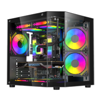 AntarcChill New Design Vertical Tempered Glass Pc Case Black CPU Gamer Tower Cabinet Chassis for Gaming Computer