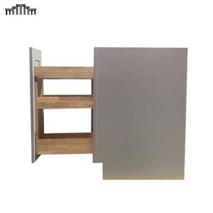 Estante de especias extraíble de pintura gris estilo coctelera, organizador, armarios de cocina de cierre suave con deslizamiento de cajón de extensión completa debajo del montaje - Product Image 4