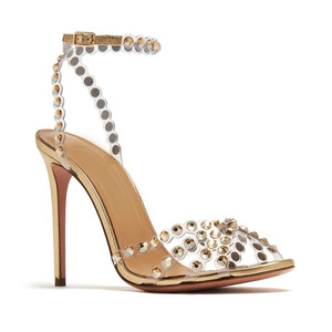 Scarpe da <span class=keywords><strong>Sposa</strong></span> Donna con Tacco Alto Sottile in PU Metallizzato e Grandi Strass Trasparenti in PVC, Stile Estivo 2026 - Product Image 2