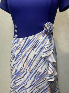 Abito casual stampato a vita alta da donna, vestito ampio per la <span class=keywords><strong>madre</strong></span> dello sposo - Product Image 3
