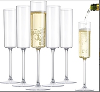 Verres à champagne en plastique transparent incassables de 6 oz, flûtes à whisky, verres à boire pour fête, anniversaire, mariage