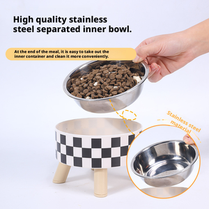 Tigela Ecológica de Plástico Sólido e Aço Inoxidável para Gatos e Cães, Grande Diâmetro, Antichoque, Impermeável, Alimentador de Ração e Água para Animais de Estimação, Atacado - Product Image 4