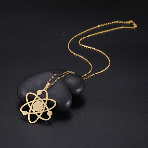 Collana con Ciondolo Teoria del Big Bang, Atomo, Galassia, Pianeta, in Acciaio Inossidabile, Gioielli Scientifici per Donne - Product Image 4